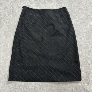 Trina Turk Women's Career Pinstripe Straight Skirt Side Zip Size 4 Gray *FLAW